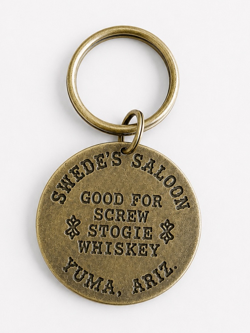 NEW Cat House Brass Keychain Swede’s Saloon Yuma Arizona